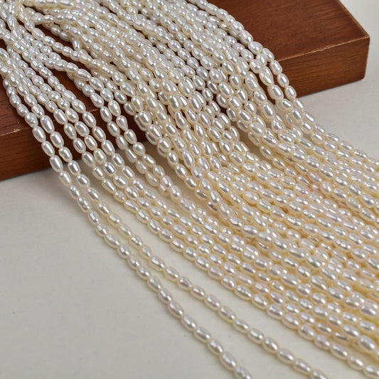 1015 Zhuji pearl 39cm natural pearl 3-3.5 m light grain rice beads loose beads handmade freshwater pearls seedless beads