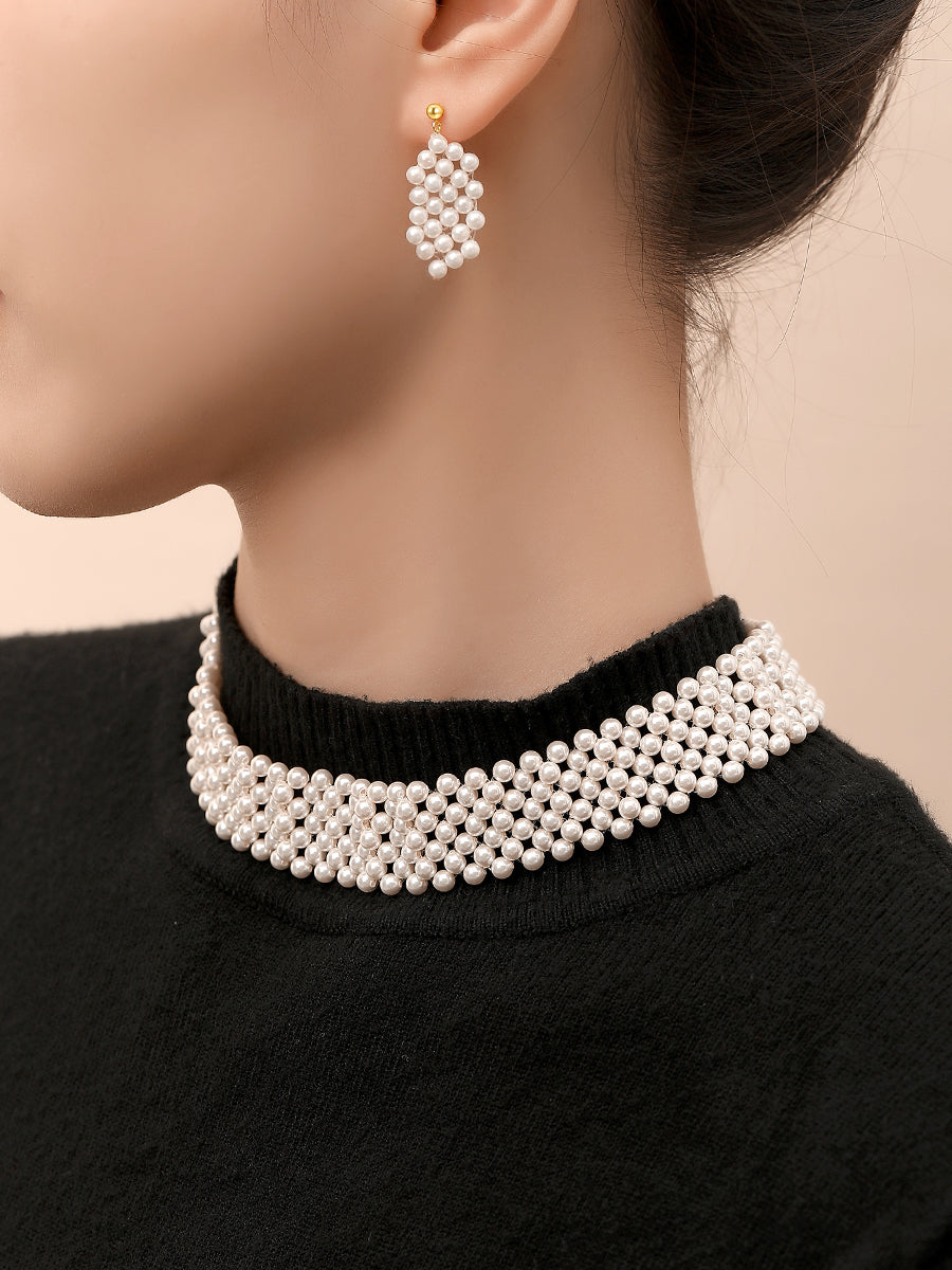 Pearl necklace 2025 new natural freshwater wide ladies baby beads multi-layer chocker