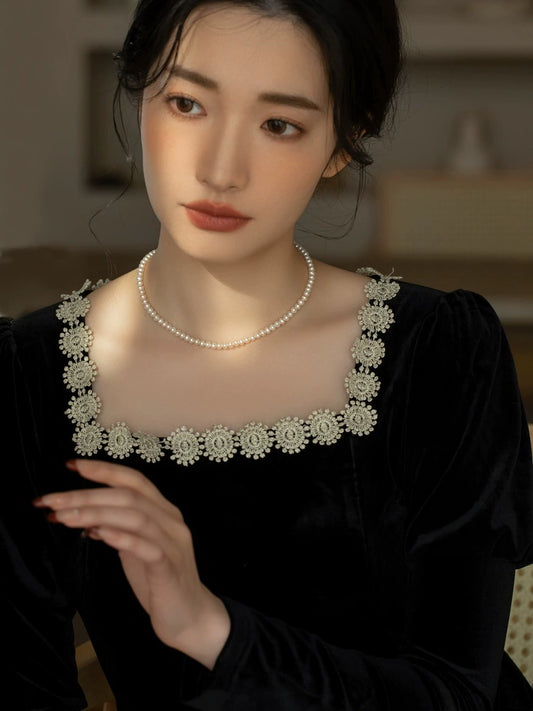 Pearl necklace, female small fragrant wind chain 925 silver stacked wear for mother small pearls