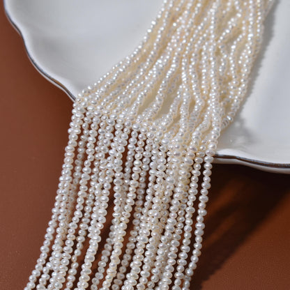 1119 strong light 2-3mm round natural freshwater pearl necklace work in progress DIY material