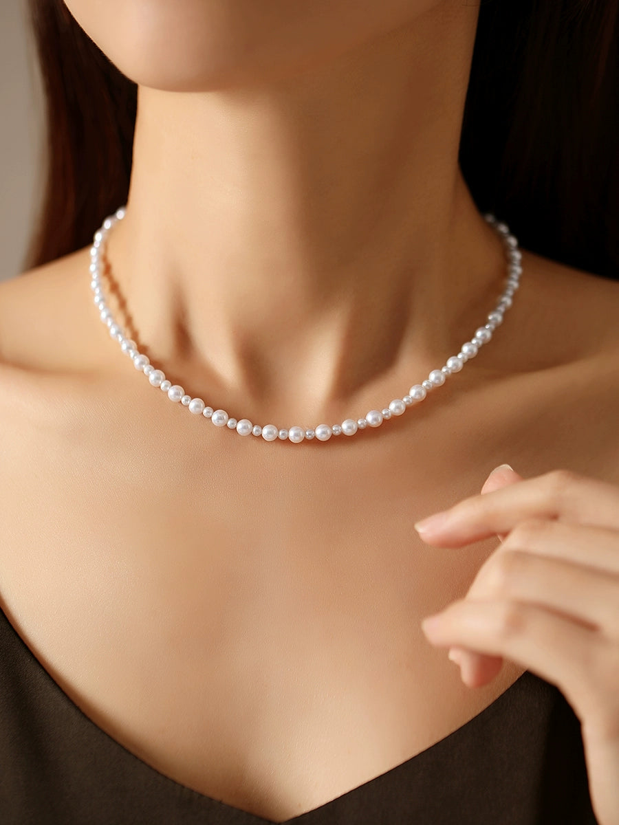 Baby bead necklace size pearl women's round strong light natural freshwater gypsy