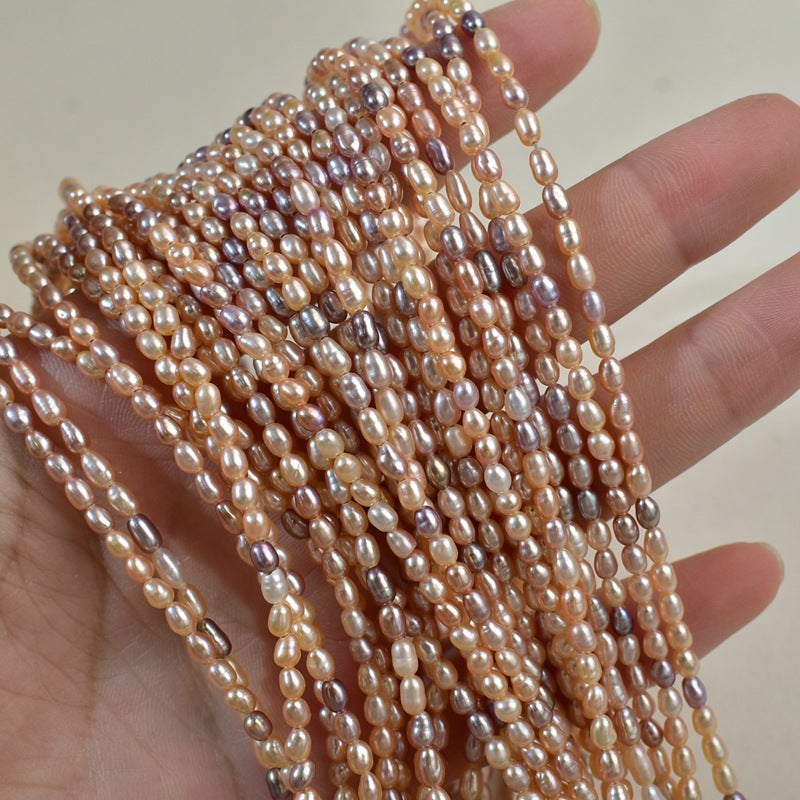 1050 Natural Rice Bead Pearl Necklace  3mm Mixed Color Pearl Loose Beads DIY Material
