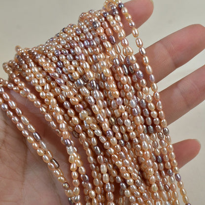 1050 Natural Rice Bead Pearl Necklace  3mm Mixed Color Pearl Loose Beads DIY Material