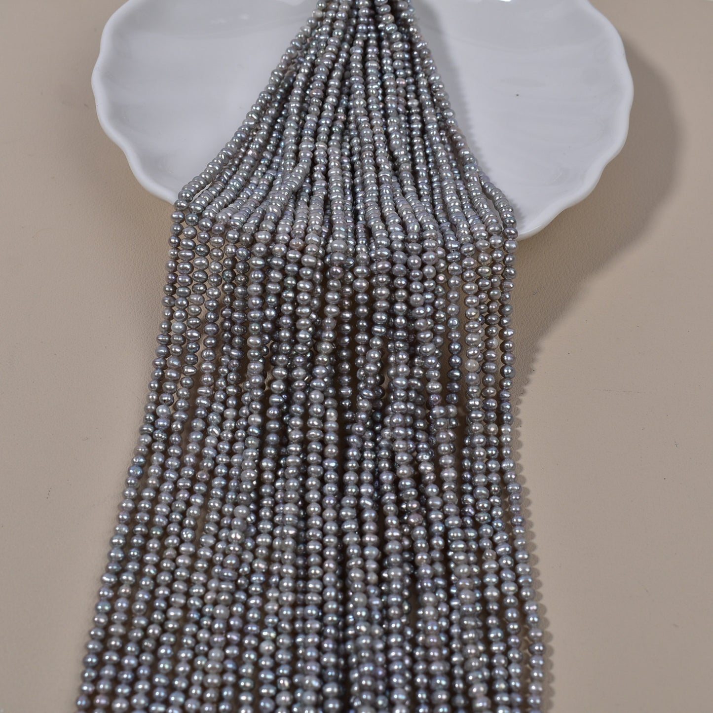 1161 3mm grey, natural freshwater pearl loose beads work in progress naked beads DIY