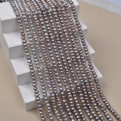 1127 3-4mm Natural Freshwater Pearl Loose Bead Punch work in progress Irradiated Gray Bare Bead DIY