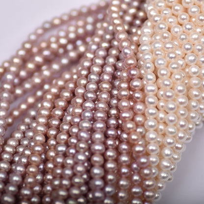 1134 Natural Freshwater Pearl 4-5mm Egg Type Near Round Bead Rare Purple Beaded Loose Bead DIY
