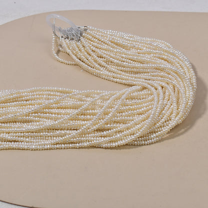 1210 Cost-effective 3-4mm white natural freshwater pearl flat beads necklace DIY jewelry material