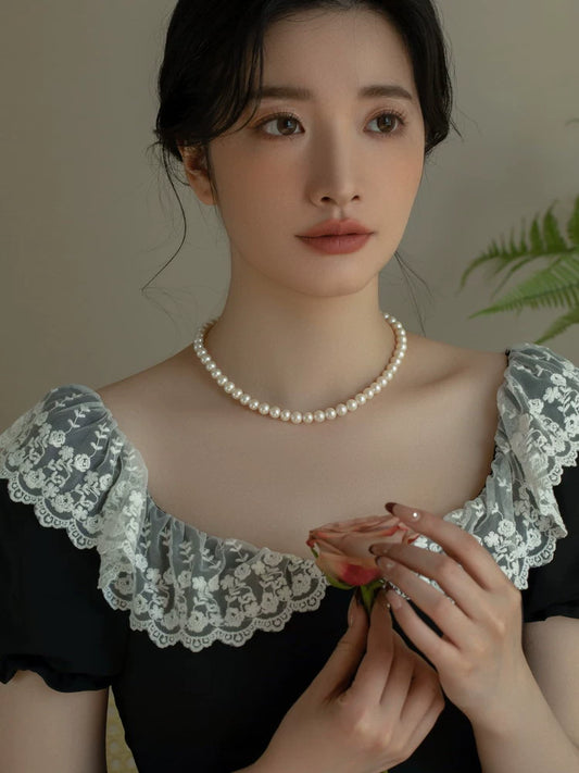 Natural Freshwater Pearl Necklace Mom Style Girls Holiday Gift 925 Silver Vintage