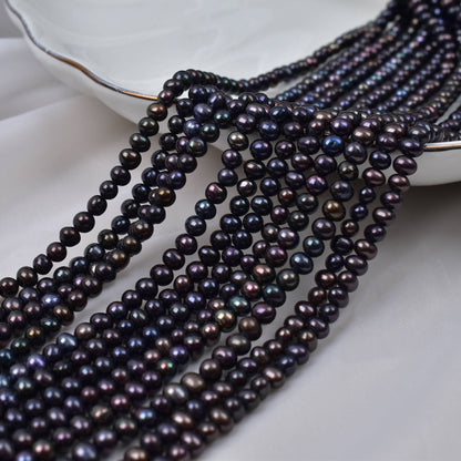 1150 black, pearl 4mm elongated natural freshwater pearl wholesale loose bead jewelry handmade DIY accessories