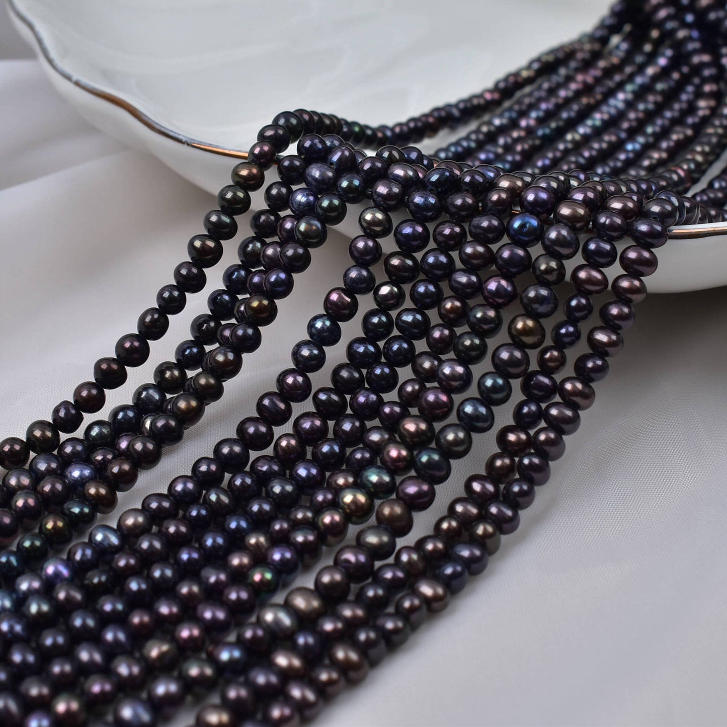 1150 black, pearl 4mm elongated natural freshwater pearl wholesale loose bead jewelry handmade DIY accessories