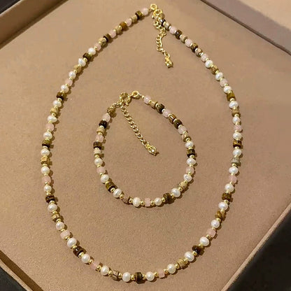 Natural Necklace Bracelet Set Ladies Design Tiger's Eye Bracelet Premium