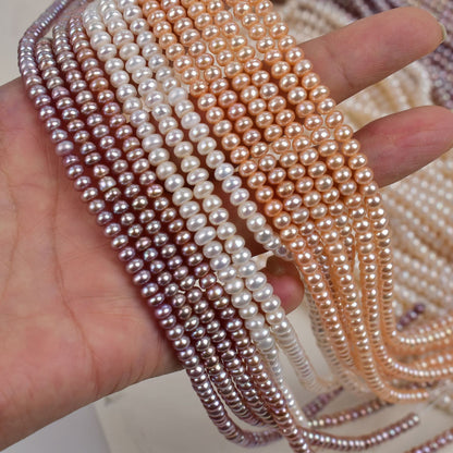 1227 new 4-5mm white powder purple thick flat beads, freshwater pearl loose beads pearl DIY handmade materials