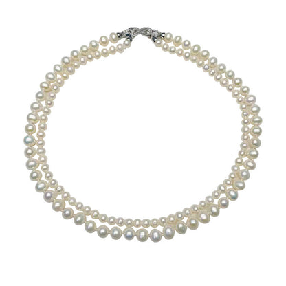 four seasons evergreen Japanese double-layer one wear more freshwater pearl necklace sweater chain