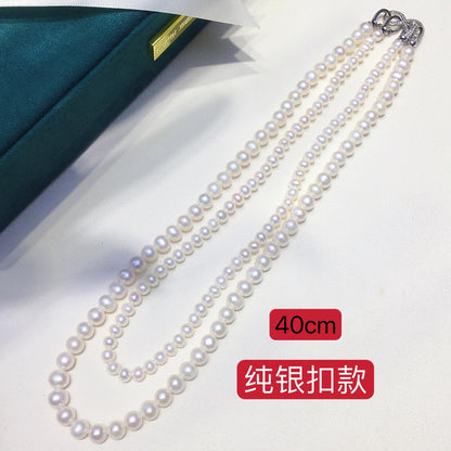 four seasons evergreen Japanese double-layer one wear more freshwater pearl necklace sweater chain