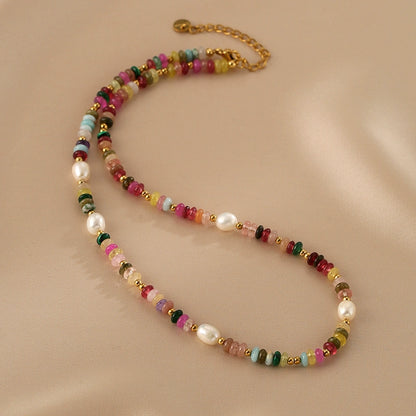 Natural Freshwater Pearl Necklace Ladies Color Dopamine Beaded Personality Bohemian