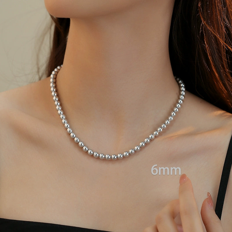 silver gray pearl necklace women's French retro premium autumn and winter sweater chain