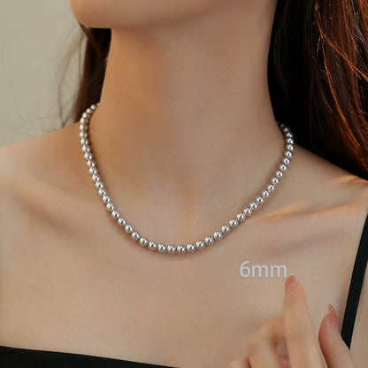 silver gray pearl necklace women's French retro premium autumn and winter sweater chain