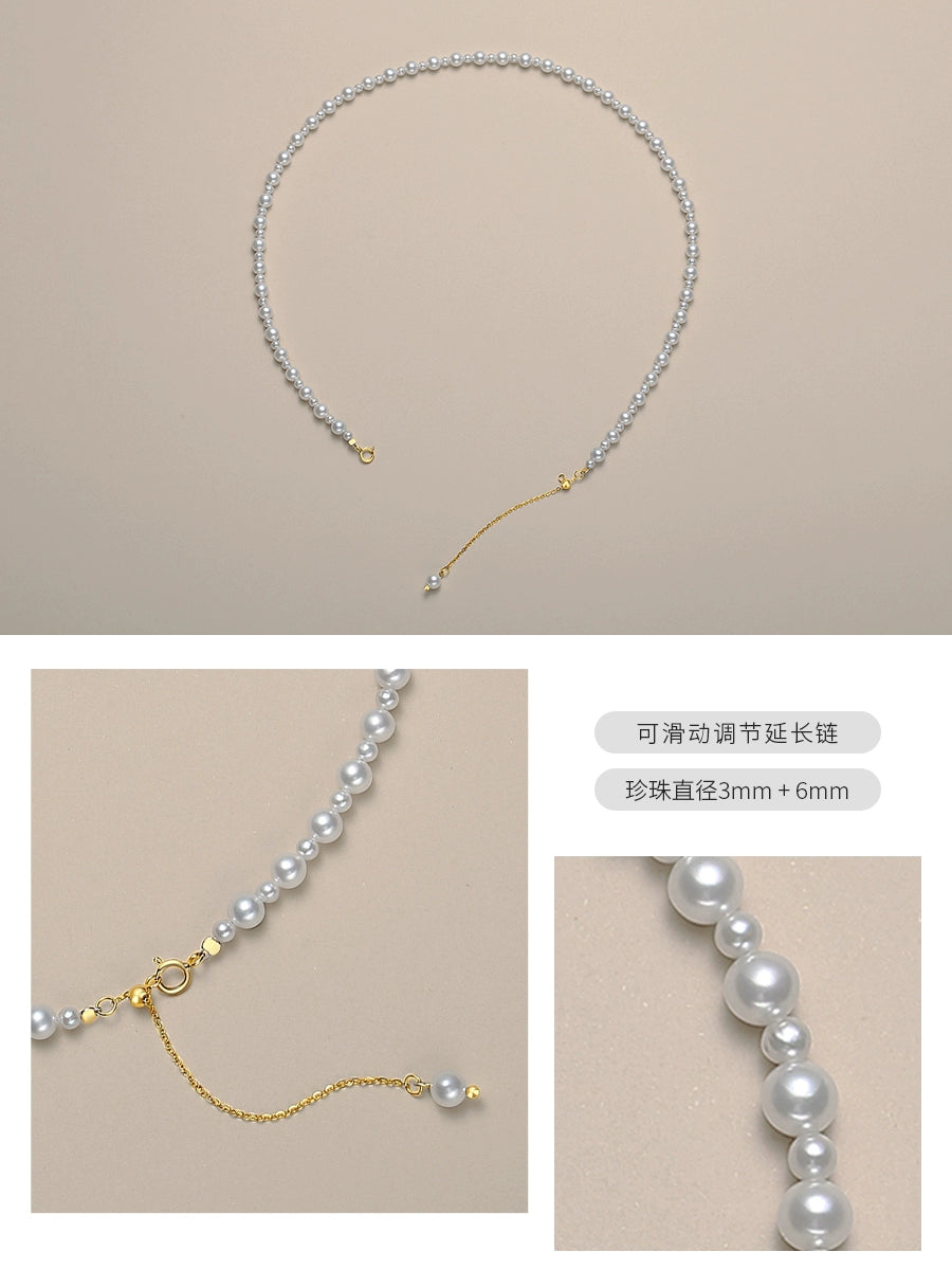 Baby bead necklace size pearl women's round strong light natural freshwater gypsy
