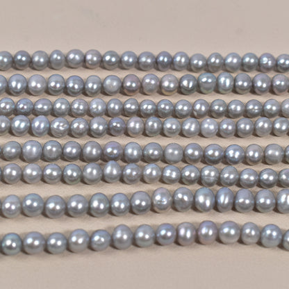 1151 5-6Mm grey natural freshwater pearl loose bead punch work in progress