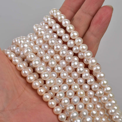 1111 Natural Fresh Water 7-8mm Near Round Nucleless Pearl Necklace String work in progress