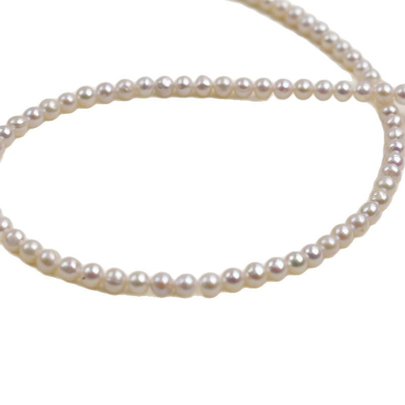 1172 4-5Mm Near Round Pearl, Natural Freshwater Pearl DIY Beaded Necklace Bracelet Accessories