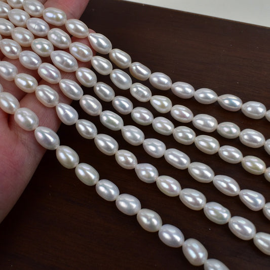 1021 Cost-effective 6mm Natural Freshwater Pearl Loose Beads Rice Beads