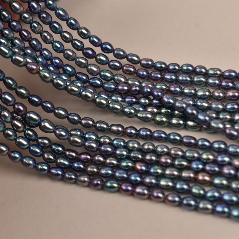 1040  40Cm Long, Strong Light Colorful Malachite Green Beads 3-4mm Natural Freshwater Real Pearls DIY Handmade Materials