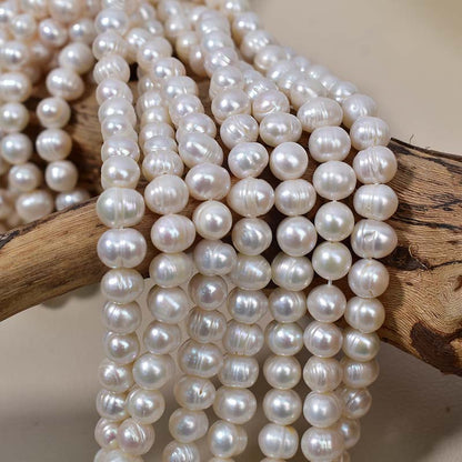 1201 Foreign Trade Source 7-8mm Natural Freshwater Thread Pearl Necklace Bracelet Raw Material