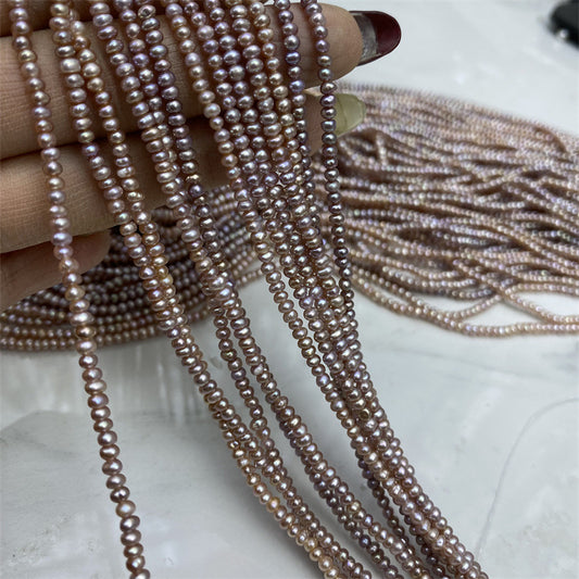 1218 natural freshwater pearls 2-3mm flat beads purple abacus beads necklace work in progress DIY handmade loose beads