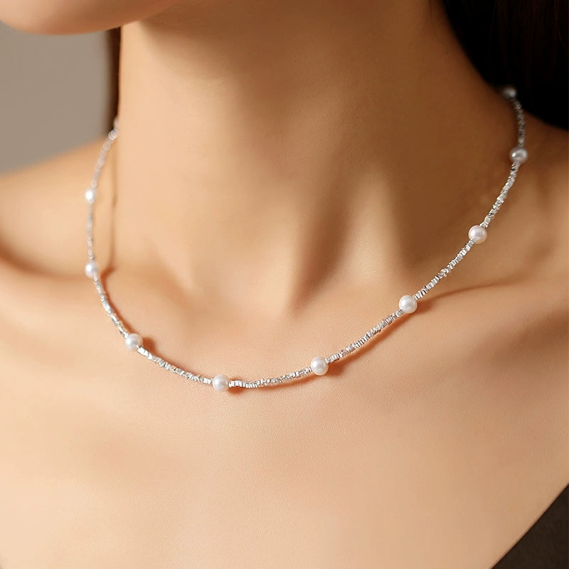 Baby Pearl Necklace Gypsy Lady Natural Freshwater Round Strong Light