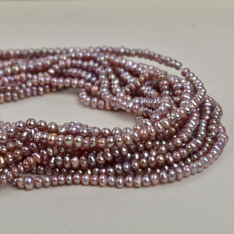 1212 3-4MM Purple Natural Freshwater Pearls DIY Jewelry