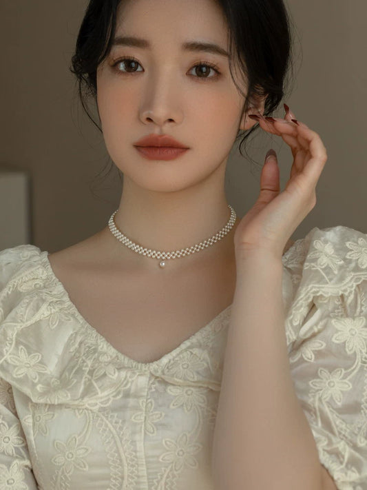Small Pearl Necklace Choker Chain Girls Collar