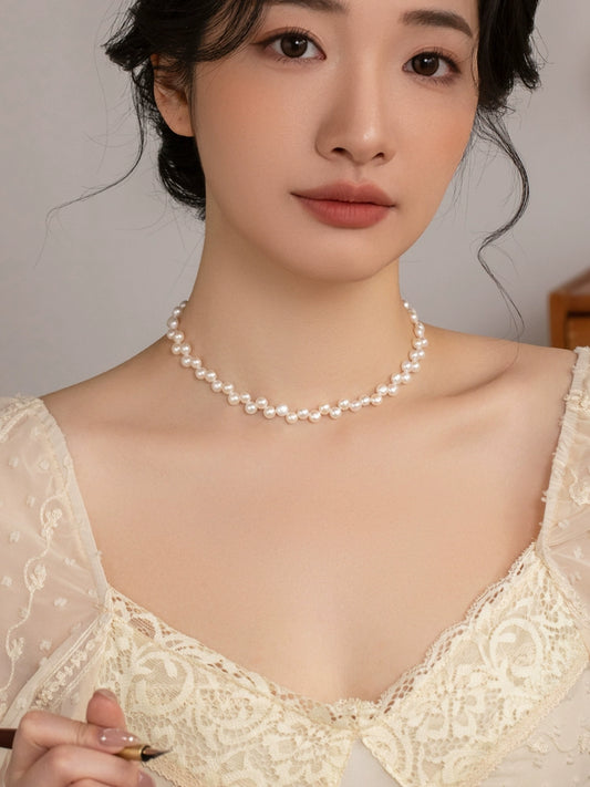 Natural Pale Flame Pearl Necklace Women's Design Chain Jewelry Collar Women's