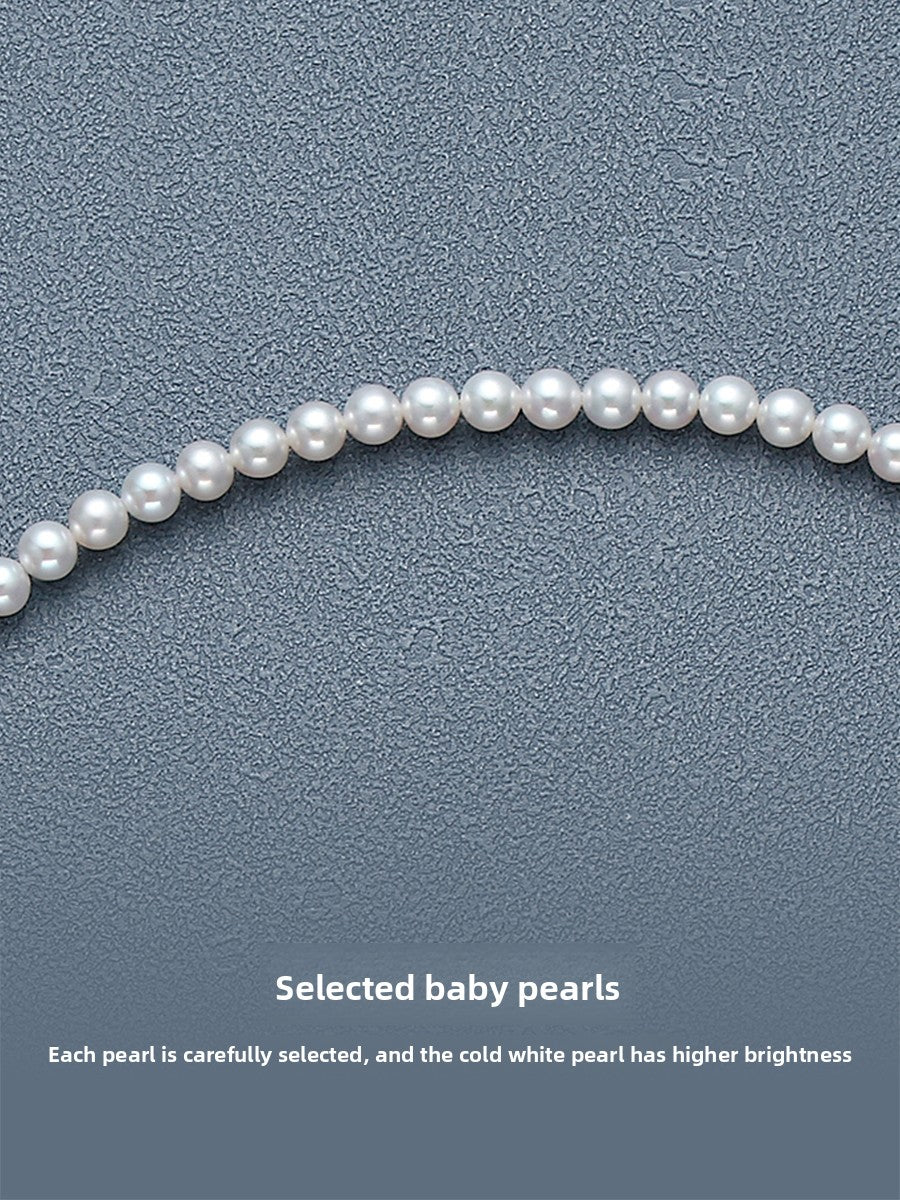 Necklace Ladies Positive Round Extremely Strong Light High-grade Natural Freshwater Baby Pearl Full Bead Chain