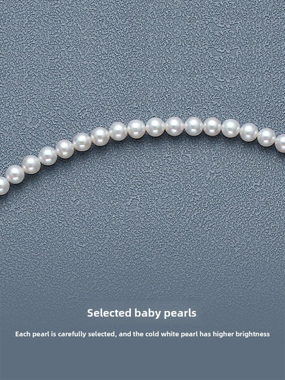Necklace Ladies Positive Round Extremely Strong Light High-grade Natural Freshwater Baby Pearl Full Bead Chain