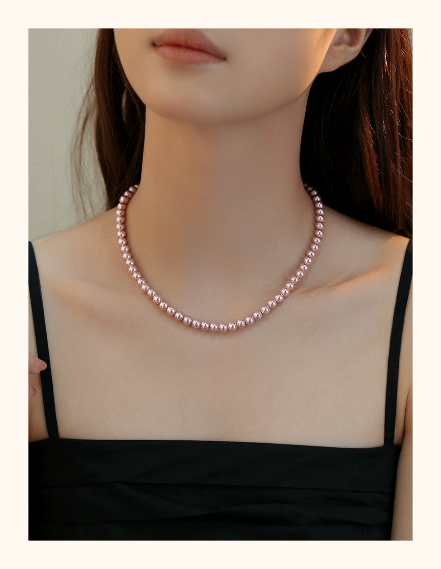 Pink Pearl Necklace Ladies Sweet Sweater Chain