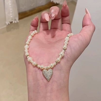 Pearl Necklace Women's Design Sense Love Pendant French Premium