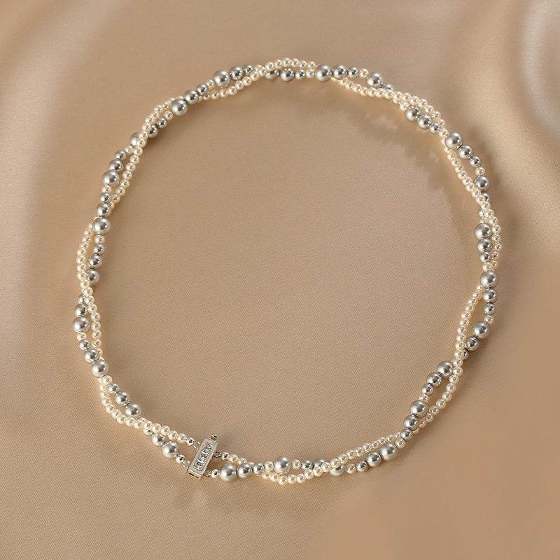 French pearl necklace women's real multi-hemp color exquisite double stacking design choker