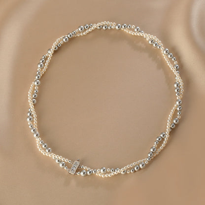 French pearl necklace women's real multi-hemp color exquisite double stacking design choker