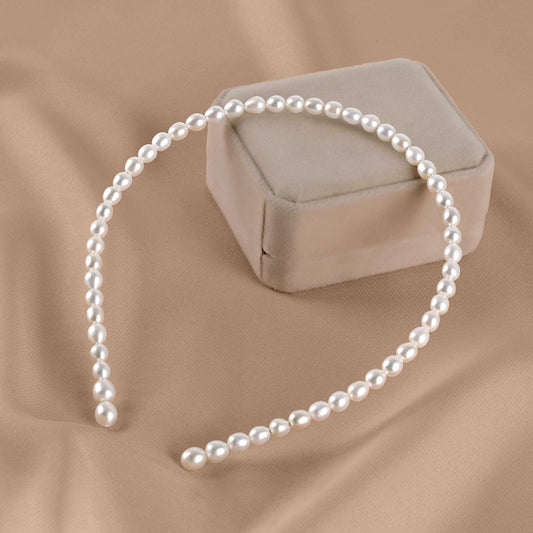Natural freshwater pearl headband handmade rice beads simple retro temperament hairpin hair accessories FG001