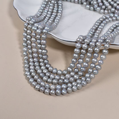 1151 5-6Mm grey natural freshwater pearl loose bead punch work in progress