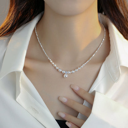strong light pearl gradual change necklace design 925 silver