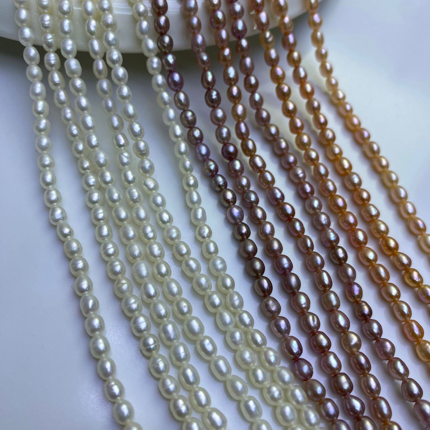 1056 Natural Freshwater Pearl 3-4mm Purple Rice Beads