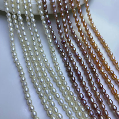 1056 Natural Freshwater Pearl 3-4mm Purple Rice Beads