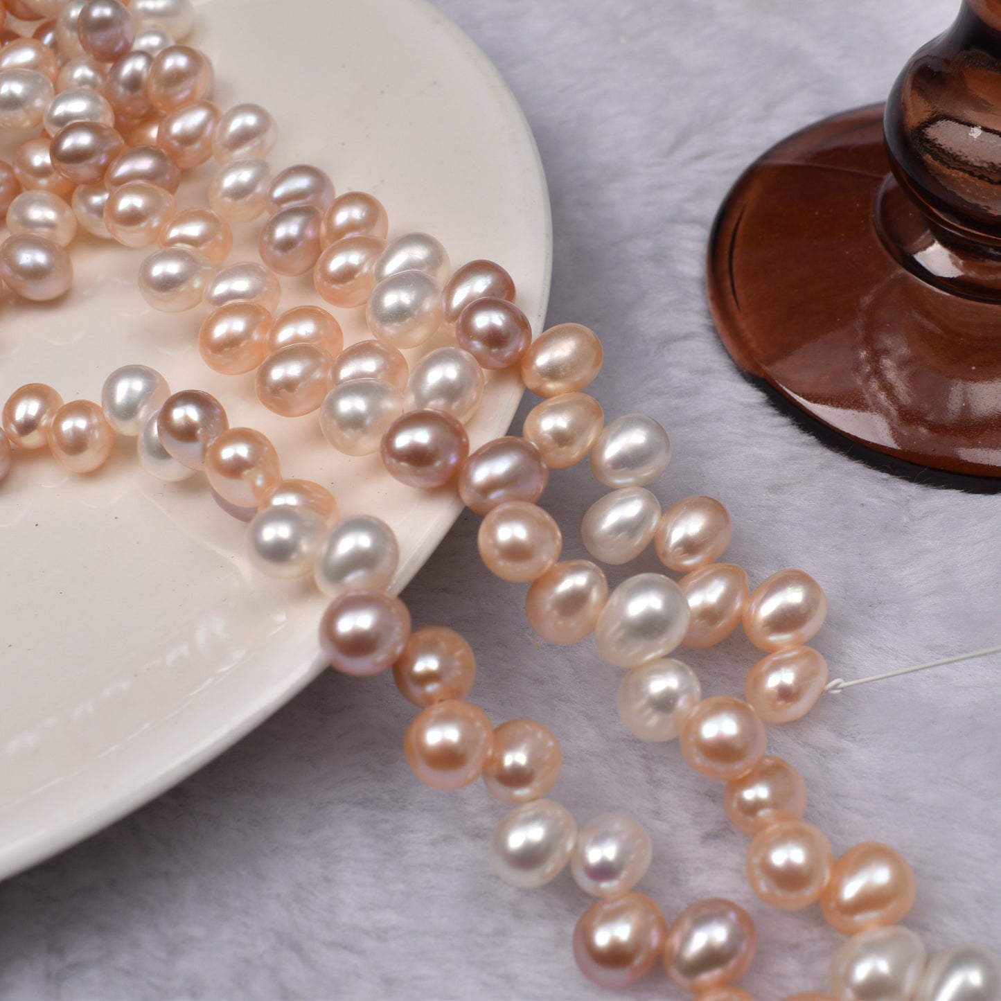 1003 Panax notogeng rice beads about 7-8mm natural freshwater pearls work in progress necklace loose beads DIY raw material accessories wholesale