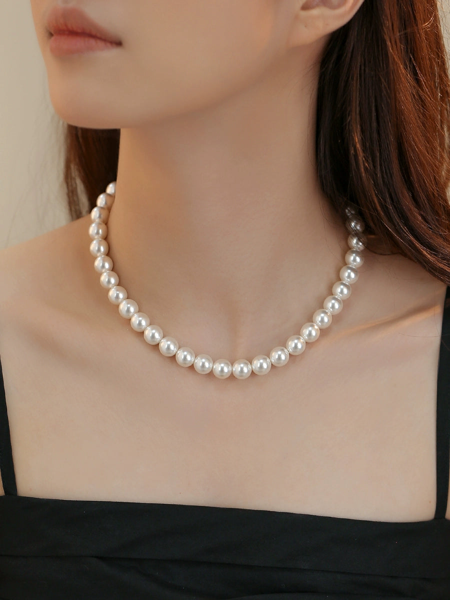 pearl necklace women's 10mm model 2025 new popular stacking wear