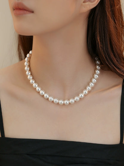 pearl necklace women's 10mm model 2025 new popular stacking wear