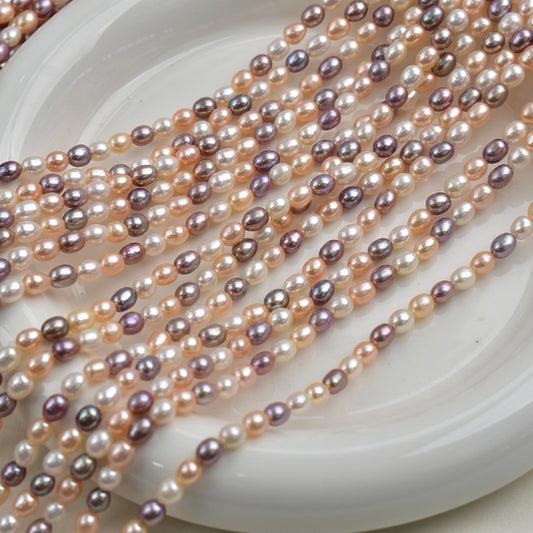 1055 4-4.5 mm Natural Freshwater Pearl Mixed Color Rice Beads