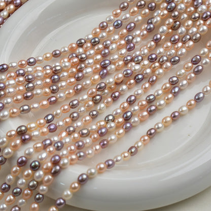 1055 4-4.5 mm Natural Freshwater Pearl Mixed Color Rice Beads
