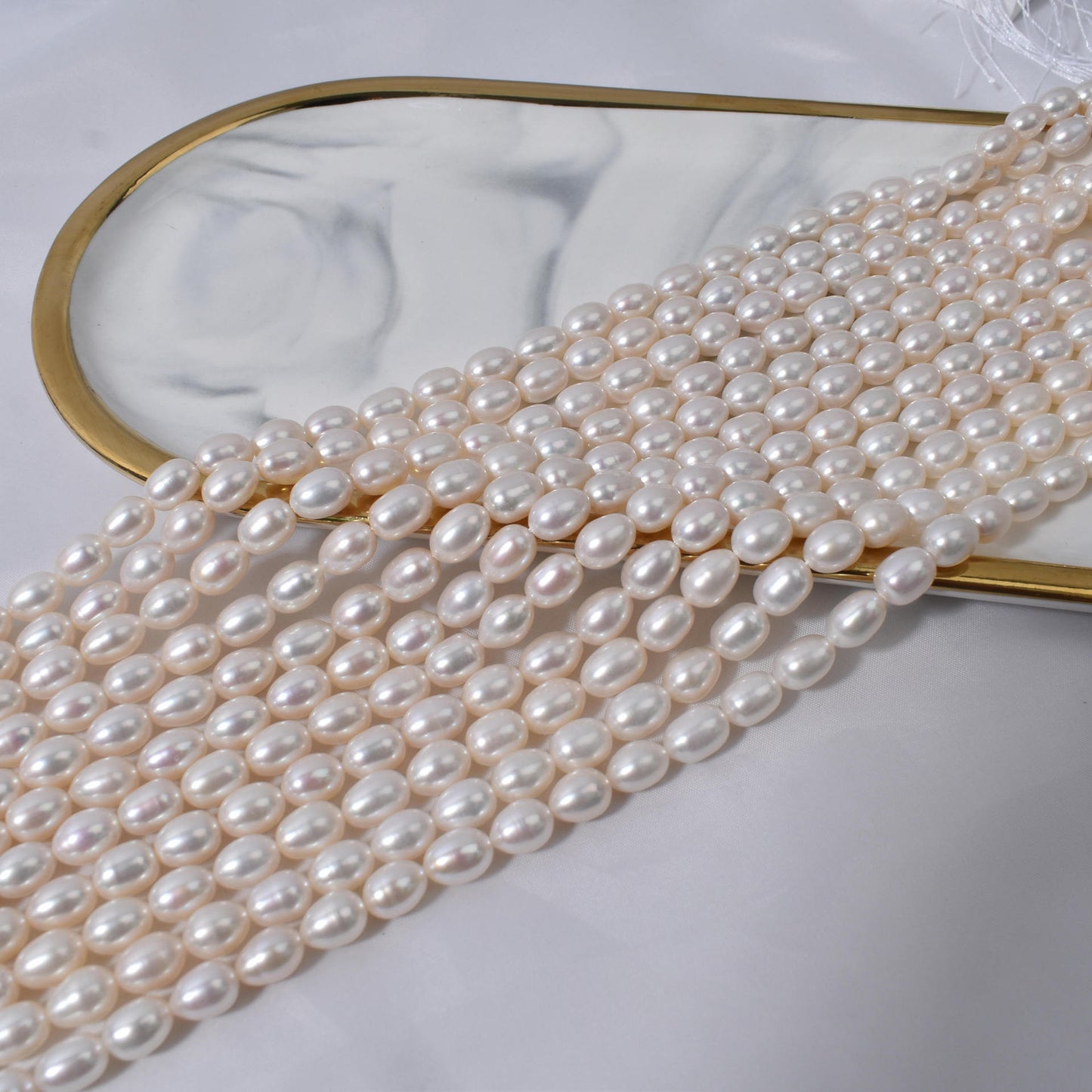 1049 Freshwater Fat Rice Beads Loose Beads Natural Pearls 7mm